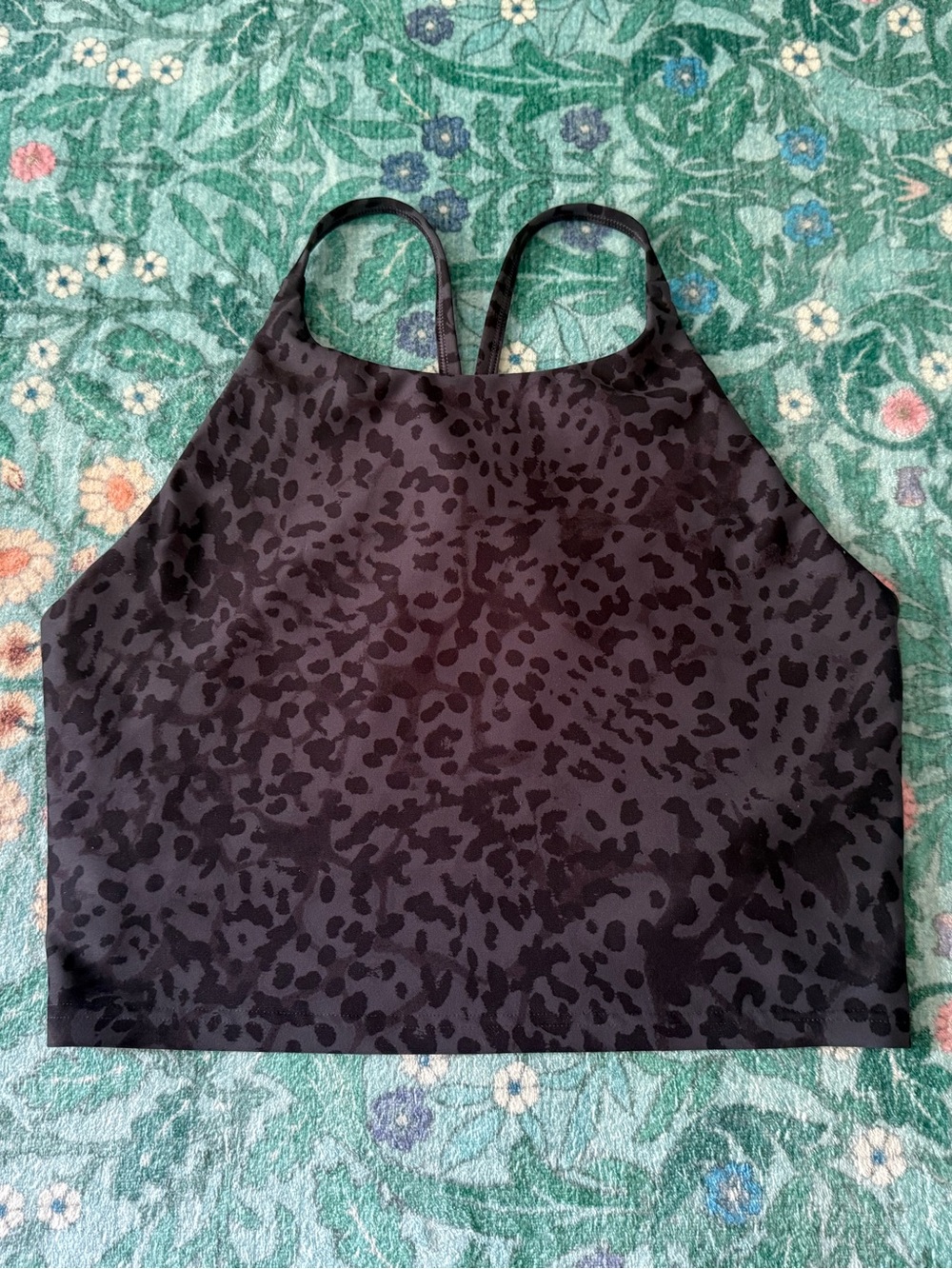 Old Navy Active Black Animal Print Cropped Top